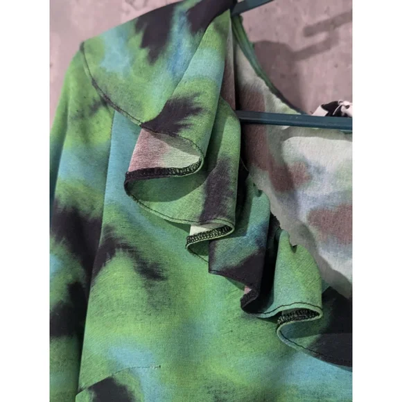 Women's Topshop Green & Black Tie dye Dress Size US 6 - Picture 5 of 8